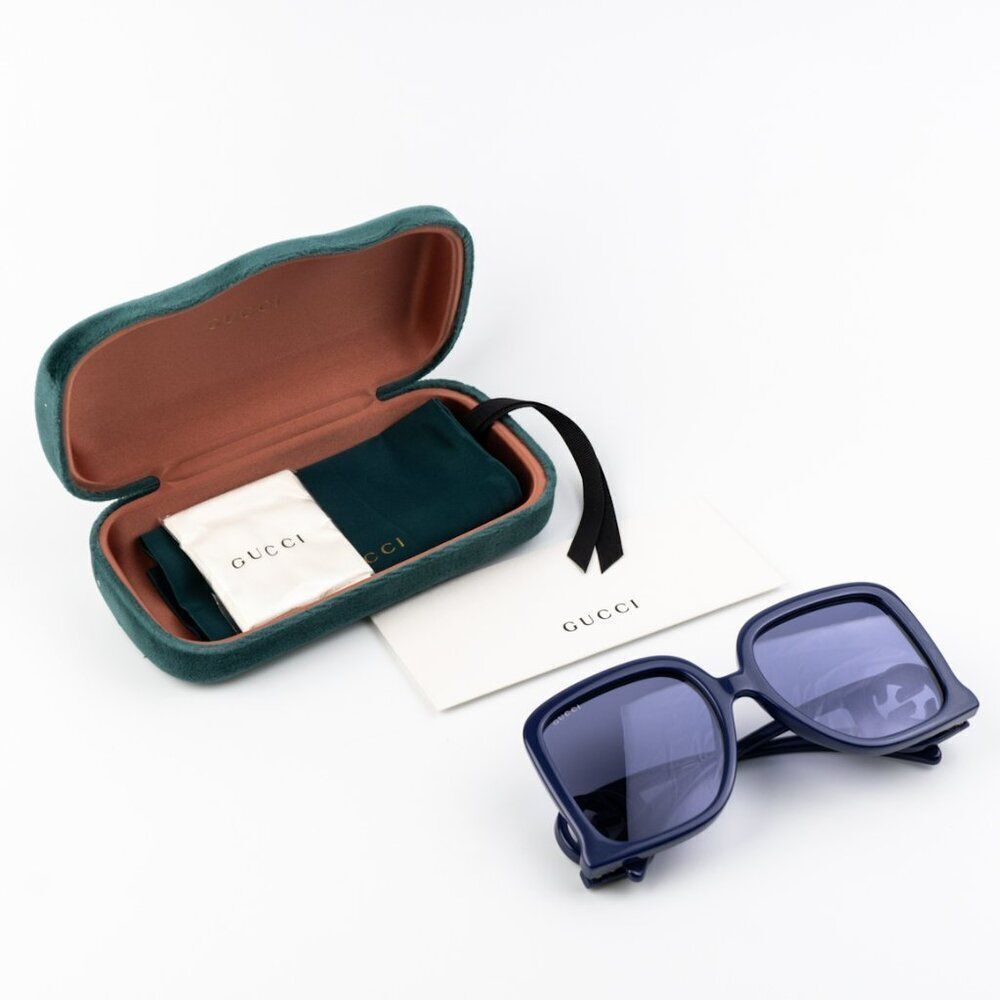 NEW Gucci GG1326S 006 Violet Silver Mirror Oversized Square Women Sunglasses - Picture 9 of 10